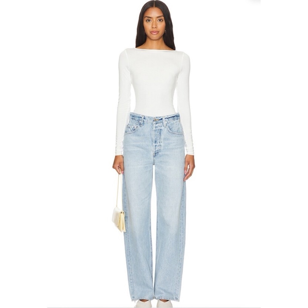 Citizens of Humanity Gwendoline Scrunch Wide Leg Jeans Dakota Blue 24 - Picture 4 of 17